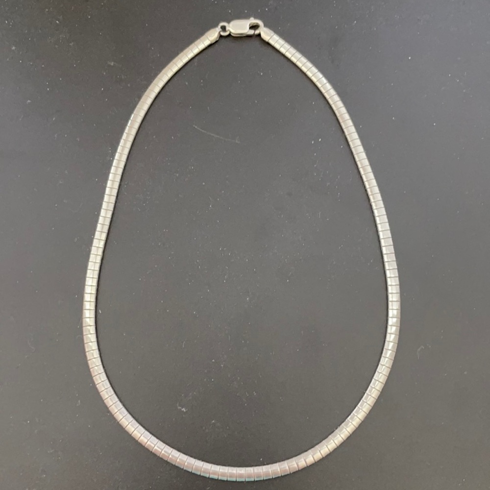 Sterling Silver Omega Link Necklace 16” Made in Italy 925